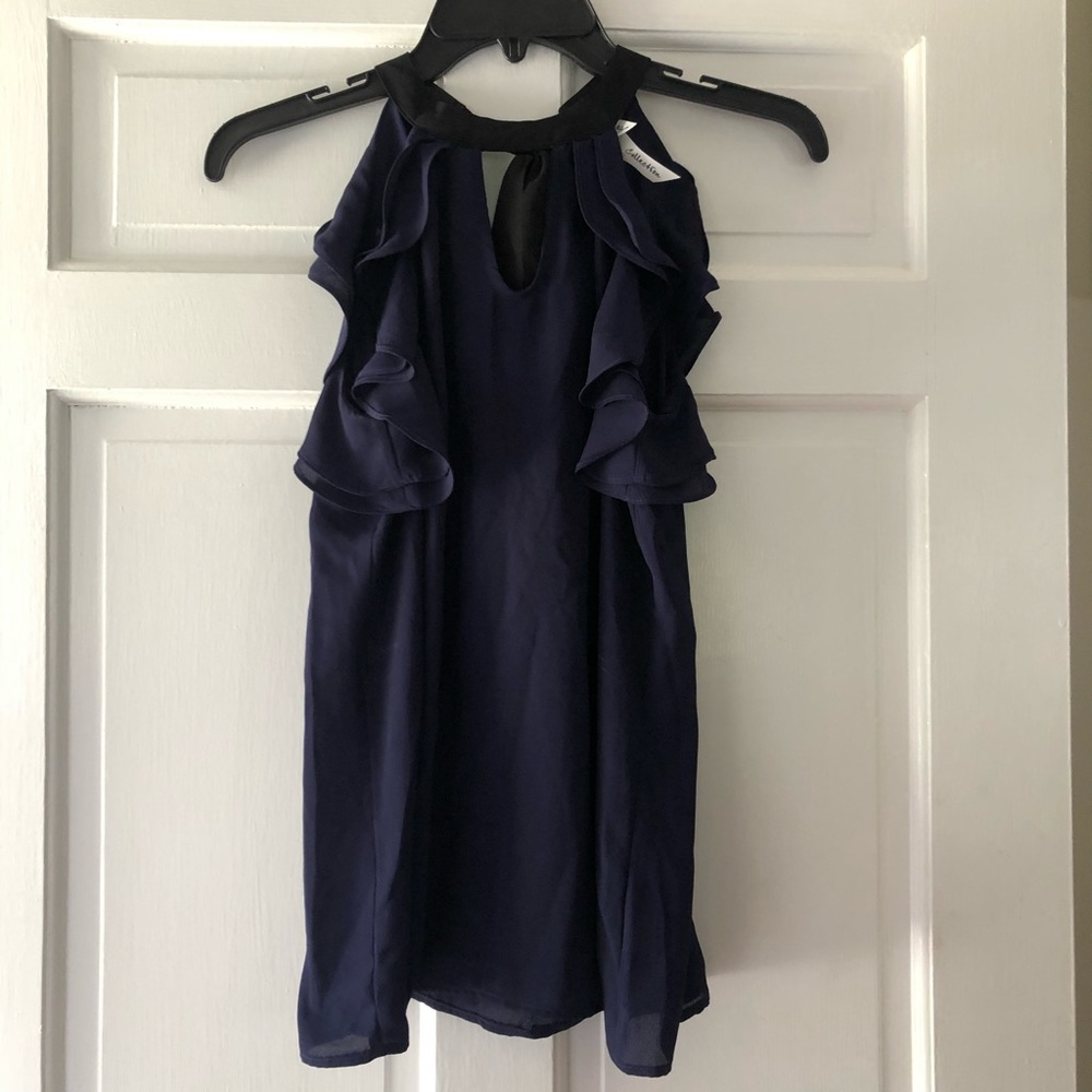 NWT! Navy and Black Sleeveless Blouse